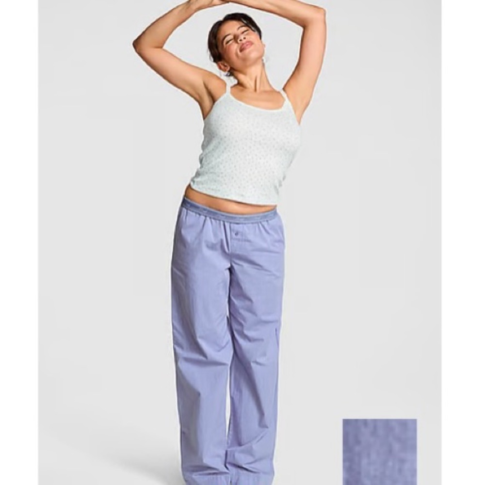 VS PINK Cotton Chambray Logo Sleep Pants